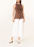 POLO RALPH LAUREN Blouse top with frills, Color: BROWN/ WHITE (Image 1)