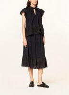 SUMMERY COPENHAGEN Skirt ANNA with lace, Color: BLACK/ DARK BLUE (Image 1)