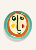 SERAX Set of 2 dessert plates FEAST, Color: MINT/ ORANGE/ CREAM (Image 1)