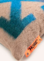 Off-White Home Decorative cushion with mohair, Color: CAMEL/ BLUE/ TEAL (Image 1)