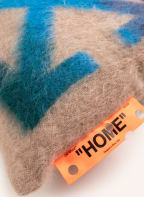 Off-White Home Decorative cushion with mohair, Color: CAMEL/ BLUE/ PURPLE (Image 1)