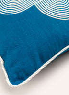 JONATHAN ADLER Linen decorative cushion POMPIDOU with down fill, Color: BLUE (Image 1)