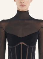 Wolford Catsuit MUGLER X WOLFORD FLOCK SHAPING, Farbe: SCHWARZ (Bild 1)