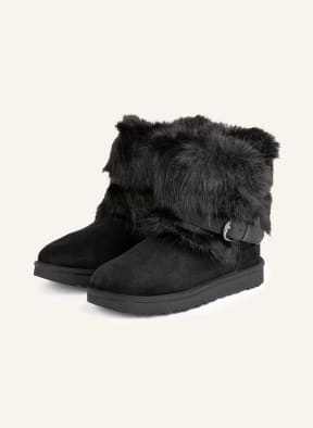UGG Boots CLASSIC BUCKLE MINI mit Kunstpelz, Farbe: SCHWARZ (Bild 1)