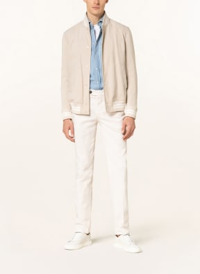BRUNELLO CUCINELLI Leather bomber jacket in mixed materials, Color: CREAM (Image 1)