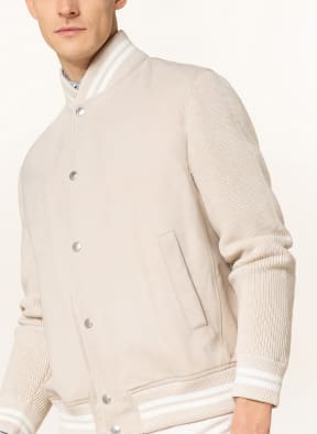 BRUNELLO CUCINELLI Leather bomber jacket in mixed materials, Color: CREAM (Image 1)