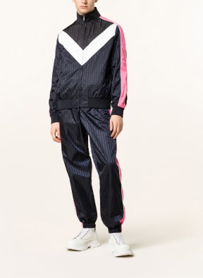 VALENTINO Bomber jacket with tuxedo stripes , Color: DARK BLUE/ NEON PINK/ WHITE (Image 1)