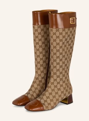 GUCCI Boots GG in 9786 beige ebony can.cuir