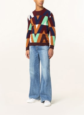 VALENTINO Sweater with cashmere , Color: DARK RED/ LIGHT GREEN/ DARK BLUE (Image 1)