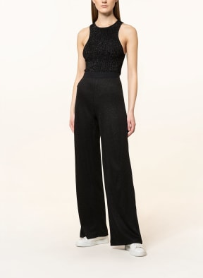 MAC Wide leg trousers PALAZZO with tuxedo stripe, Color: BLACK (Image 1)