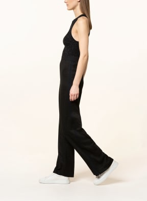 MAC Wide leg trousers PALAZZO with tuxedo stripe, Color: BLACK (Image 1)
