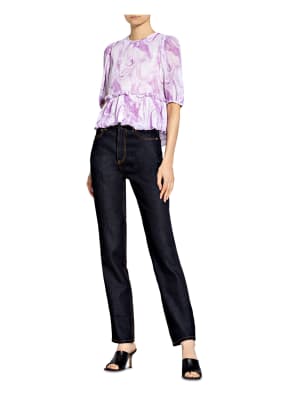 GANNI Pleated shirt blouse , Color: WHITE/ LIGHT PURPLE (Image 1)
