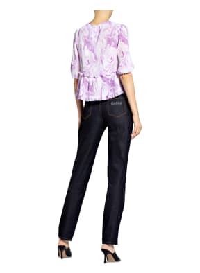 GANNI Pleated shirt blouse , Color: WHITE/ LIGHT PURPLE (Image 1)