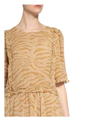 MOS MOSH Kleid MALISE mit 3/4-Arm und Rüschenbesatz, Farbe: BRAUN/ HELLBRAUN/ HELLGELB (Bild 1)