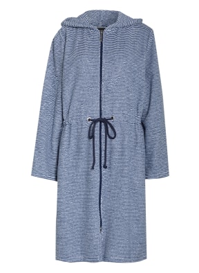 Cawö Damen-Bademantel mit Kapuze , Farbe: BLAU/ WEISS (Bild 1)