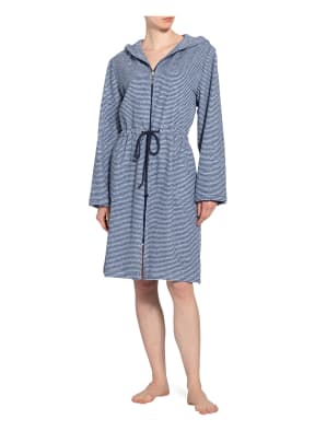 Cawö Damen-Bademantel mit Kapuze , Farbe: BLAU/ WEISS (Bild 1)