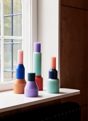 HAY Kerze PILLAR M, Farbe: HELLORANGE/ DUNKELBLAU/ MINT (Bild 1)