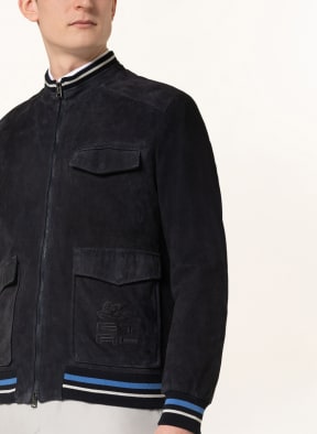 ETRO Leather bomber jacket , Color: DARK BLUE (Image 1)