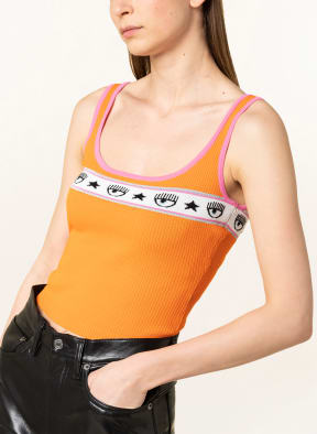 CHIARA FERRAGNI Cropped knit top with glitter thread , Color: ORANGE/ PINK (Image 1)