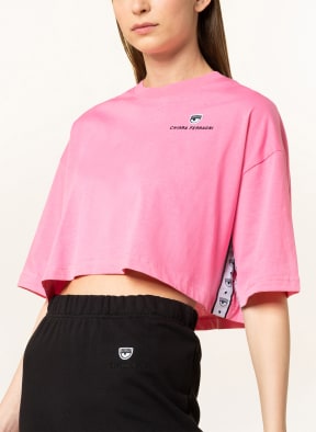 CHIARA FERRAGNI Cropped shirt with tuxedo stripes , Color: PINK (Image 1)