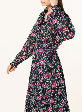 ISABEL MARANT ÉTOILE Wrap dress MAELYS with ruffle trim, Color: DARK BLUE/ FUCHSIA/ GREEN (Image 1)