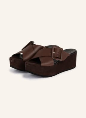 SHABBIES AMSTERDAM Platform slides , Color: DARK BROWN (Image 1)