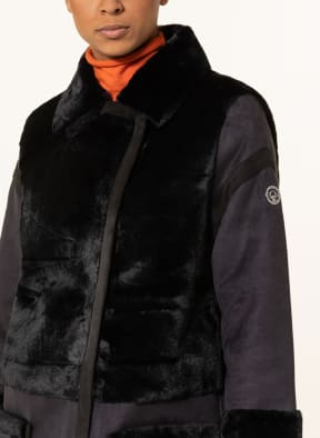 SPORTALM Kunstfell-Mantel im Materialmix, Farbe: DUNKELBLAU (Bild 1)