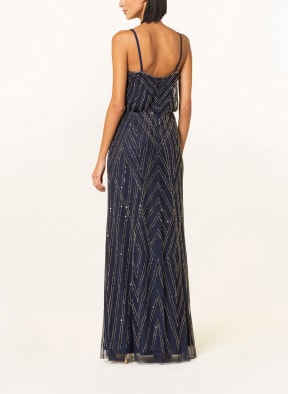 ADRIANNA PAPELL Evening dress in mesh with beading, Color: DARK BLUE/ SILVER (Image 1)