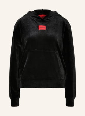 HUGO Lounge hoodie VELVET in velvet, Color: BLACK (Image 1)