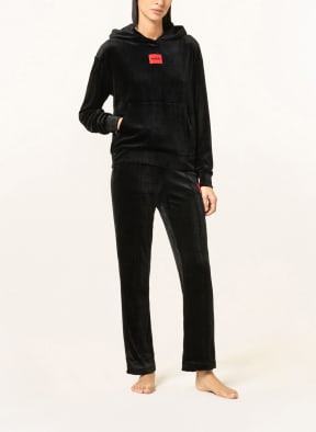HUGO Lounge hoodie VELVET in velvet, Color: BLACK (Image 1)