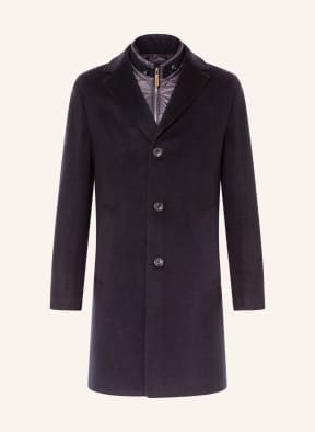 EDUARD DRESSLER Wool coat RICK with removable trim, Color: DARK BLUE (Image 1)