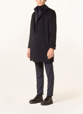 EDUARD DRESSLER Wool coat RICK with removable trim, Color: DARK BLUE (Image 1)