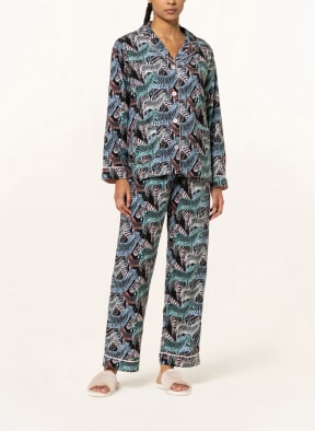 P.J.Salvage Set: Schlafanzug und Haarband aus Flanell, Farbe: SCHWARZ/ HELLBLAU/ WEISS (Bild 1)