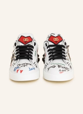 DOLCE & GABBANA Sneakers PORTOFINO with rivets and sequins, Color: WHITE (Image 1)