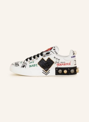 DOLCE & GABBANA Sneakers PORTOFINO with rivets and sequins, Color: WHITE (Image 1)