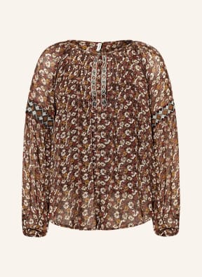 Pepe Jeans Blouse NEVA with decorative gems, Color: DARK BROWN/ DARK RED/ DARK YELLOW (Image 1)