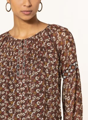 Pepe Jeans Blouse NEVA with decorative gems, Color: DARK BROWN/ DARK RED/ DARK YELLOW (Image 1)