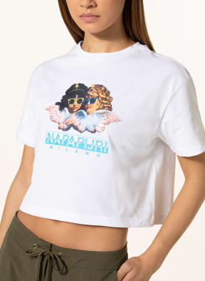 NAPAPIJRI Cropped T-Shirt, Farbe: WEISS/ SCHWARZ/ BLAU (Bild 1)