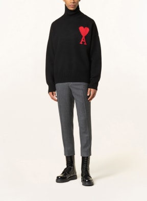 AMI PARIS Turtleneck sweater, Color: BLACK/ RED (Image 1)