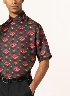 FENDI Short sleeve shirt comfort fit in silk , Color: BLACK/ RED (Image 1)