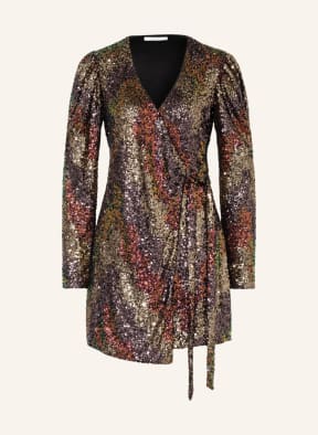 GESTUZ Wickelkleid ABLINAGZ mit Pailletten, Farbe: DUNKELLILA/ GOLD/ DUNKELGRÜN (Bild 1)