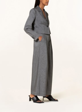 GESTUZ Wide leg trousers ALINA, Color: GRAY/ WHITE (Image 1)
