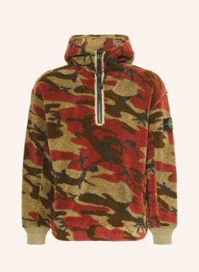 STONE ISLAND Teddy hoodie , Color: LIGHT GREEN/ KHAKI/ RED (Image 1)