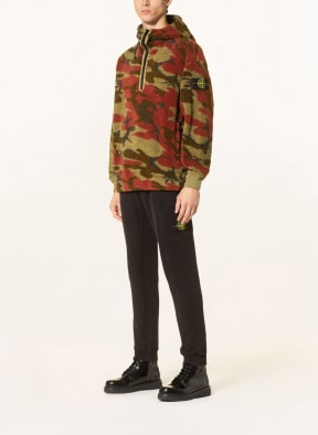 STONE ISLAND Teddy hoodie , Color: LIGHT GREEN/ KHAKI/ RED (Image 1)