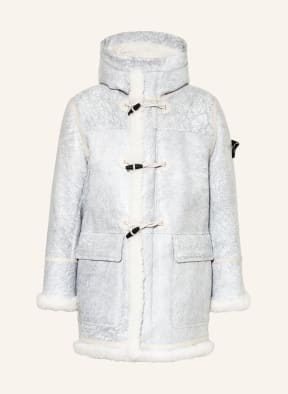 STONE ISLAND Leather jacket with lambskin, Color: LIGHT GRAY/ GRAY (Image 1)