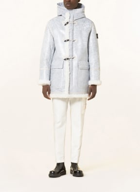 STONE ISLAND Leather jacket with lambskin, Color: LIGHT GRAY/ GRAY (Image 1)