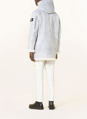 STONE ISLAND Leather jacket with lambskin, Color: LIGHT GRAY/ GRAY (Image 1)