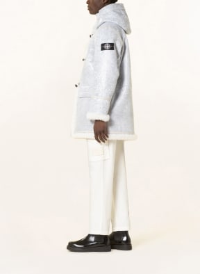 STONE ISLAND Leather jacket with lambskin, Color: LIGHT GRAY/ GRAY (Image 1)