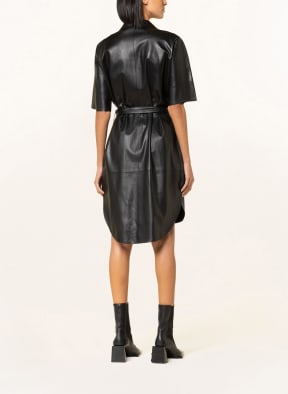 EMPORIO ARMANI Hemdblusenkleid aus Leder, Farbe: SCHWARZ (Bild 1)