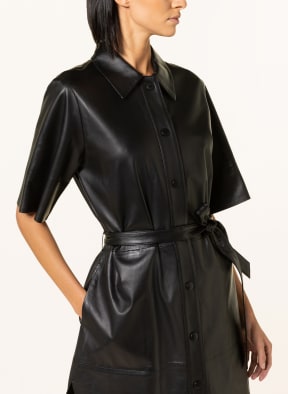 EMPORIO ARMANI Hemdblusenkleid aus Leder, Farbe: SCHWARZ (Bild 1)